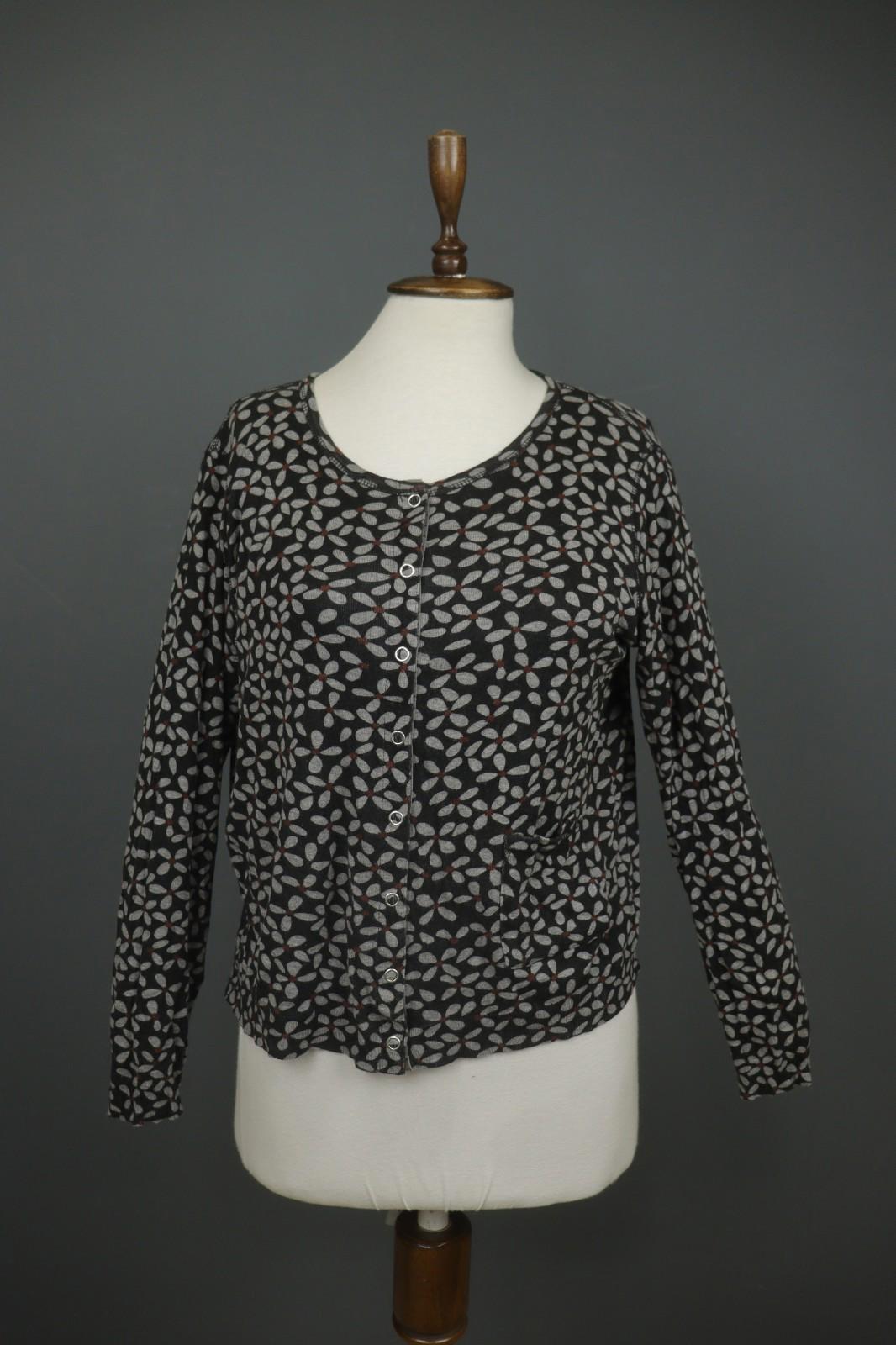 GUDRUN SJODEN Multi Floral Modal Long Sleeve Round Neck Button Front Top – Size M