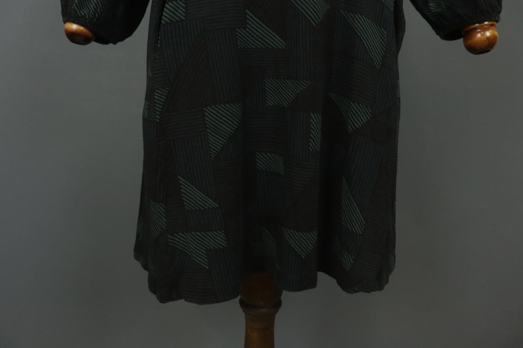 GUDRUN SJODEN Multi Geometric Balloon Sleeve Round Neck Shift Dress – Size S