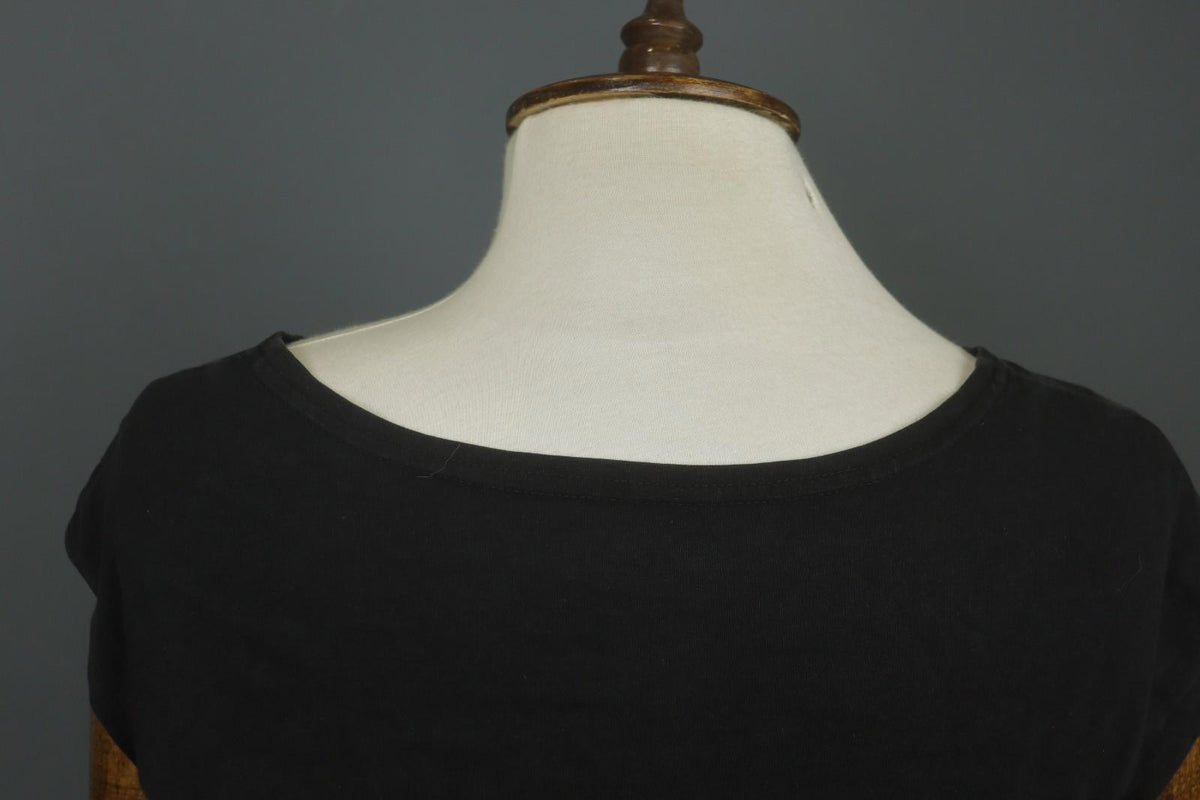 GUDRUN SJODEN Black Cotton Short Sleeve Scoop Neck Pullover Shift Dress – Size M