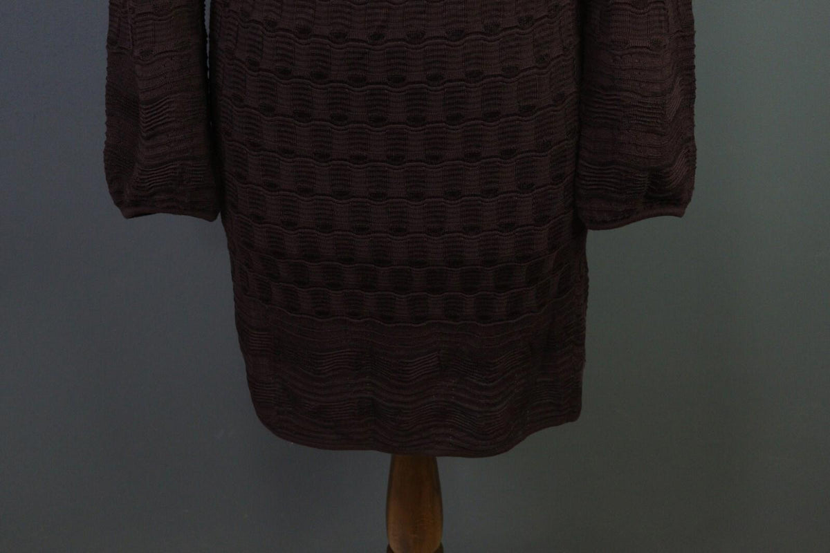 MISSONI Brown Wool Knit A-Line Stretch Sweater Knee Length Dress
