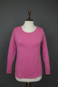 GUDRUN SJODEN Pink Lyocell Long Sleeve Round Neck Pullover T-Shirt Top – Size M