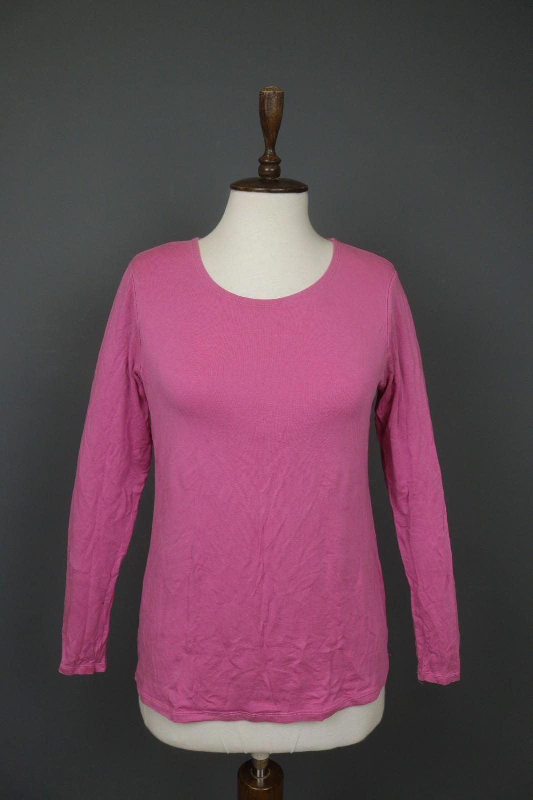 GUDRUN SJODEN Pink Lyocell Long Sleeve Round Neck Pullover T-Shirt Top – Size M