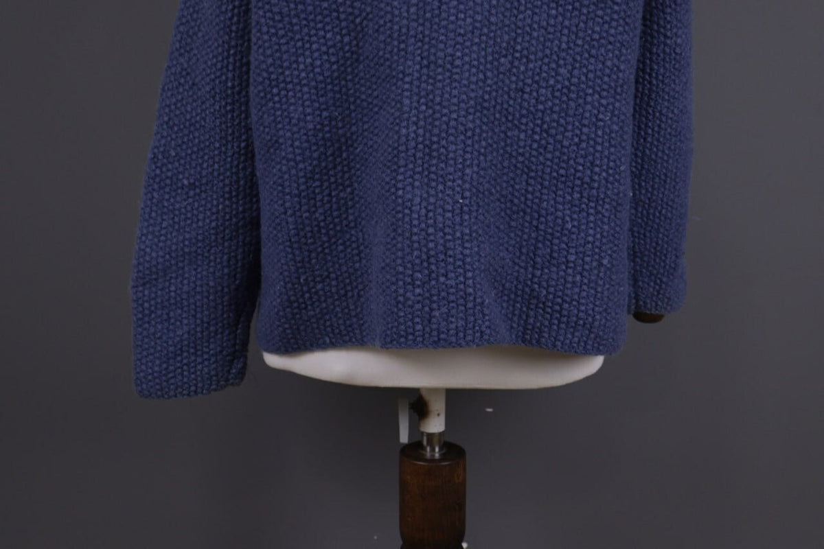 Pachamama Blue Button Down Wool Hand Knit Cardigan Jacket – Size XL