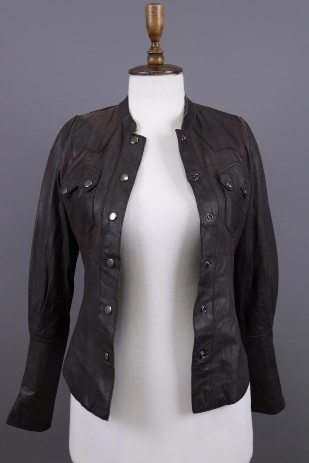 ALLSAINTS Brown Snap Leather Biker Jacket – Size XS