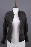 ALLSAINTS Brown Snap Leather Biker Jacket – Size XS