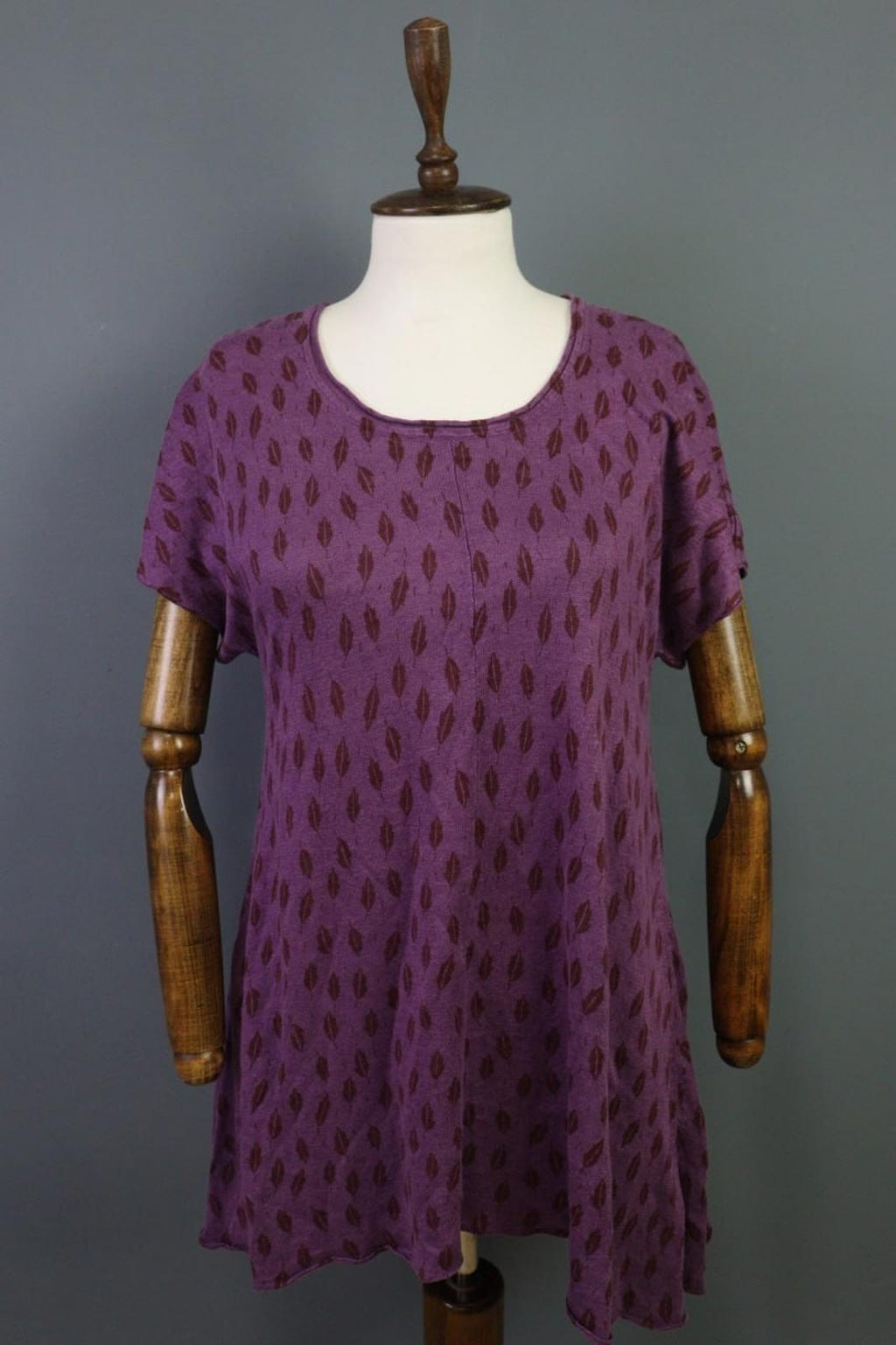GUDRUN SJODEN Purple 100%Linen Round Neck Short Sleeve Sweater Dress – Size S