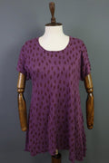 GUDRUN SJODEN Purple 100%Linen Round Neck Short Sleeve Sweater Dress – Size S