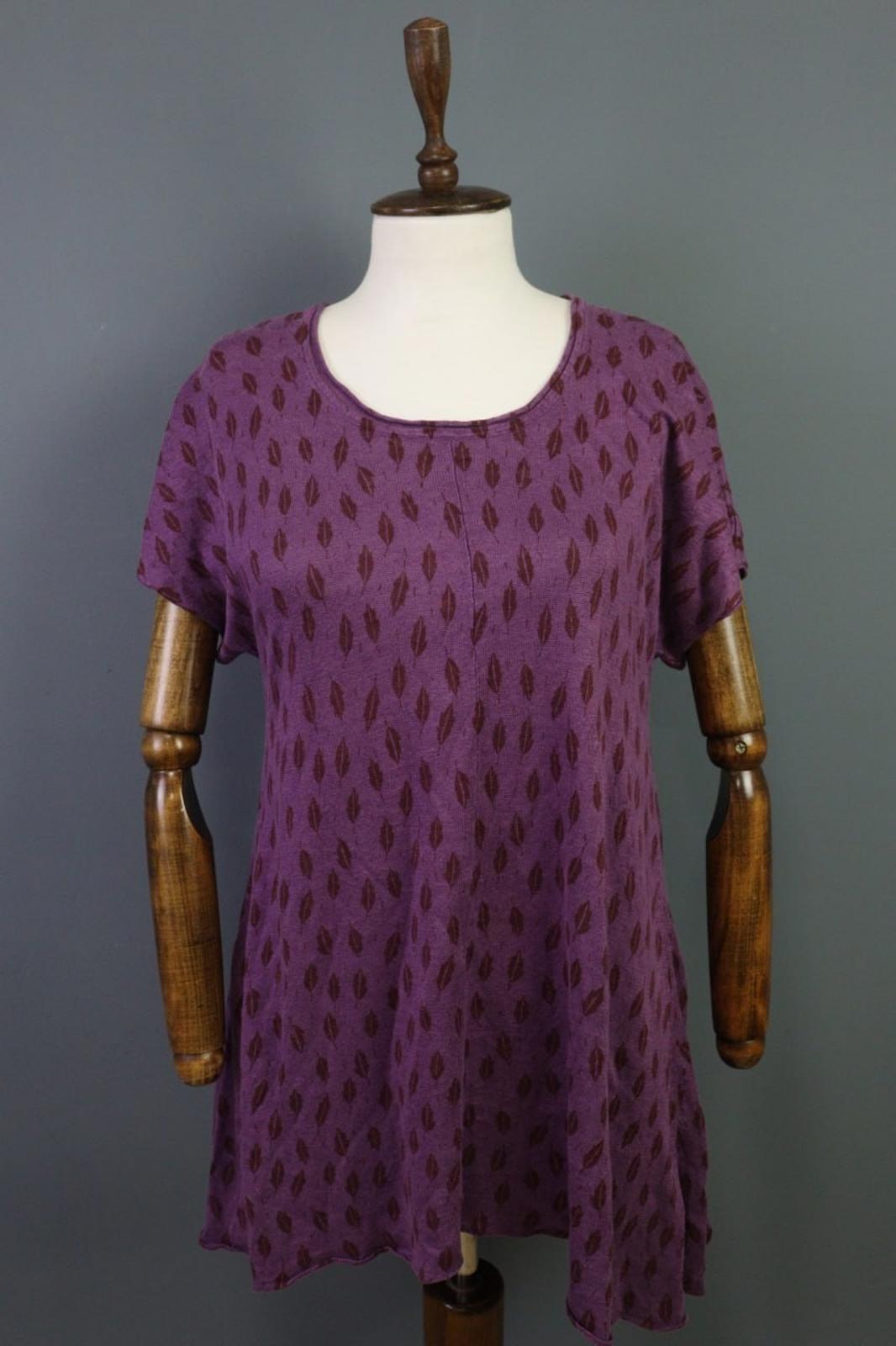 GUDRUN SJODEN Purple 100%Linen Round Neck Short Sleeve Sweater Dress – Size S