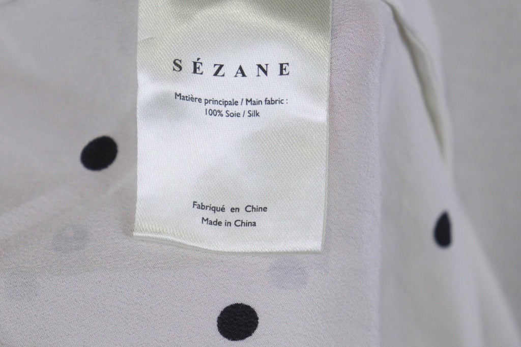 SEZANE Beige Black Polka Dots Long Sleeve Button Up Shirt – Size 36