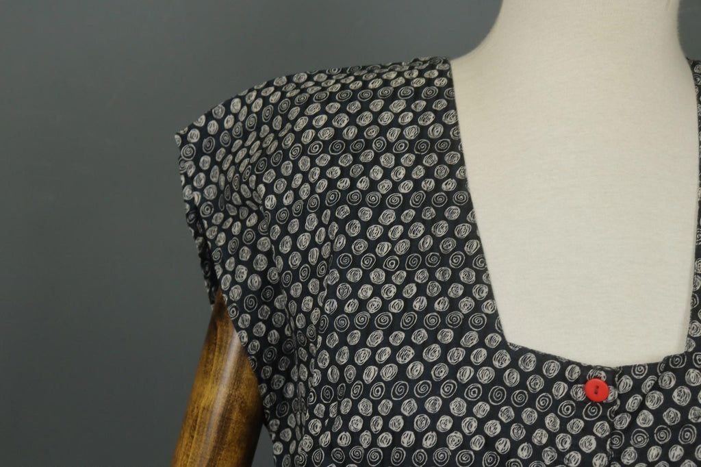 GUDRUN SJODEN Multi Polka Dot Cotton Square Neck Button Front Shirt Dress – Size L