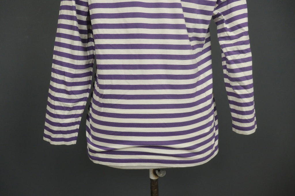 GUDRUN SJODEN Purple White Striped 100% Cotton Long Sleeve Blouse Top – Size M