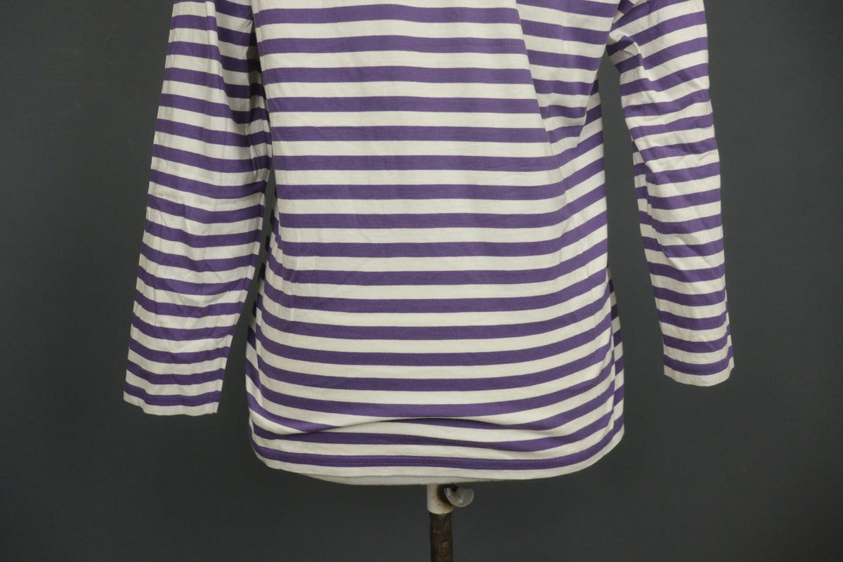 GUDRUN SJODEN Purple White Striped 100% Cotton Long Sleeve Blouse Top – Size M