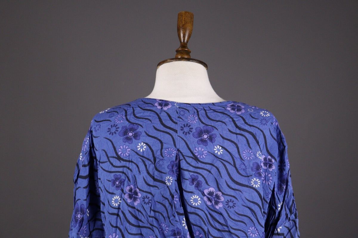 Gudrun Sjode Blue Floral Print Textured Liquid Buttoned Cardigan – Size L