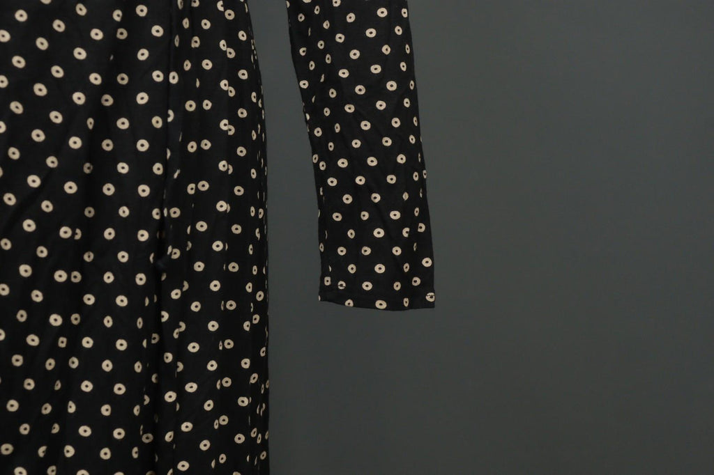 GUDRUN SJODEN Black Polka Dot Modal Long Sleeve Tie Waist Wrap Dress – Size M