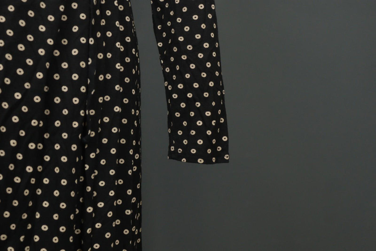 GUDRUN SJODEN Black Polka Dot Modal Long Sleeve Tie Waist Wrap Dress – Size M