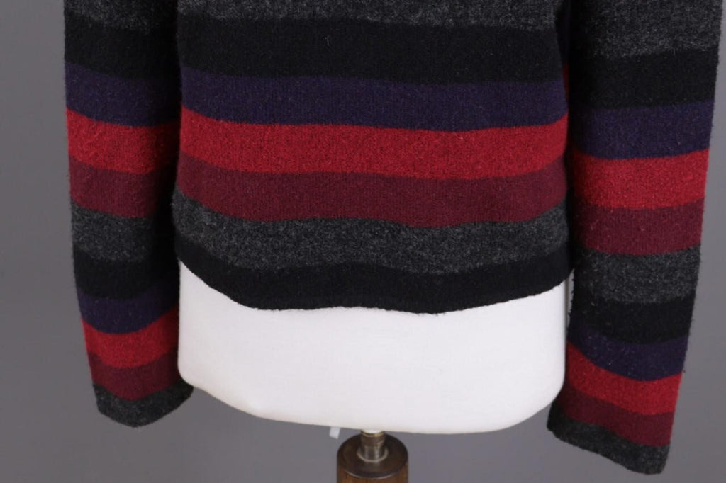 SARAH PACINI Multicolor Wool Striped Turtle Neck Knit Sweater One Size