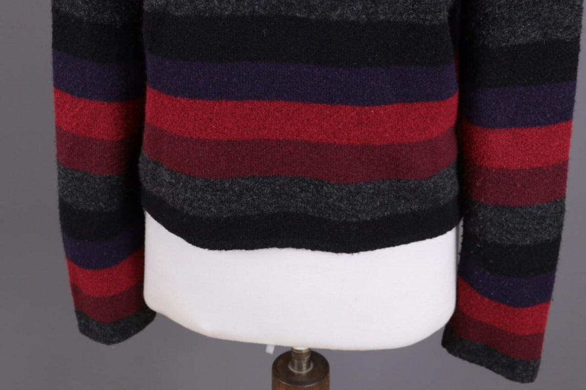SARAH PACINI Multicolor Wool Striped Turtle Neck Knit Sweater One Size