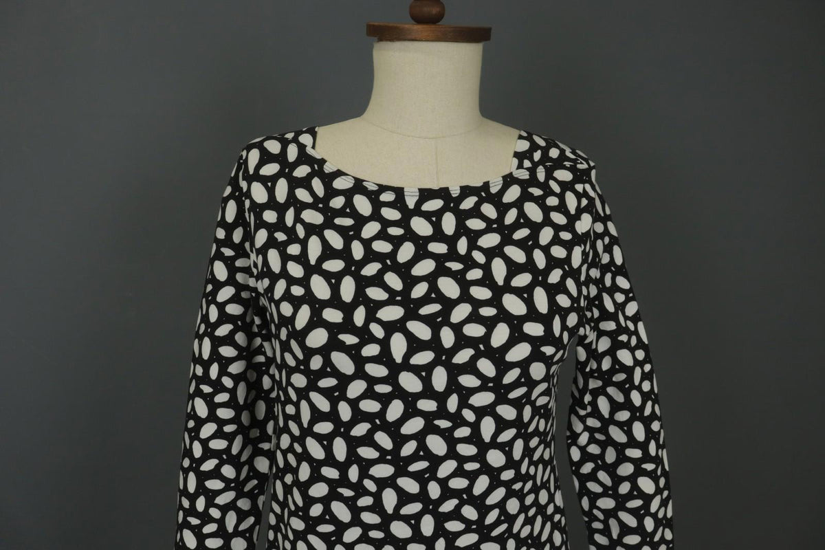 MARIMEKKO CERO White & Black Polka Dot Round Neck Long Sleeve Blouse Top – Size M