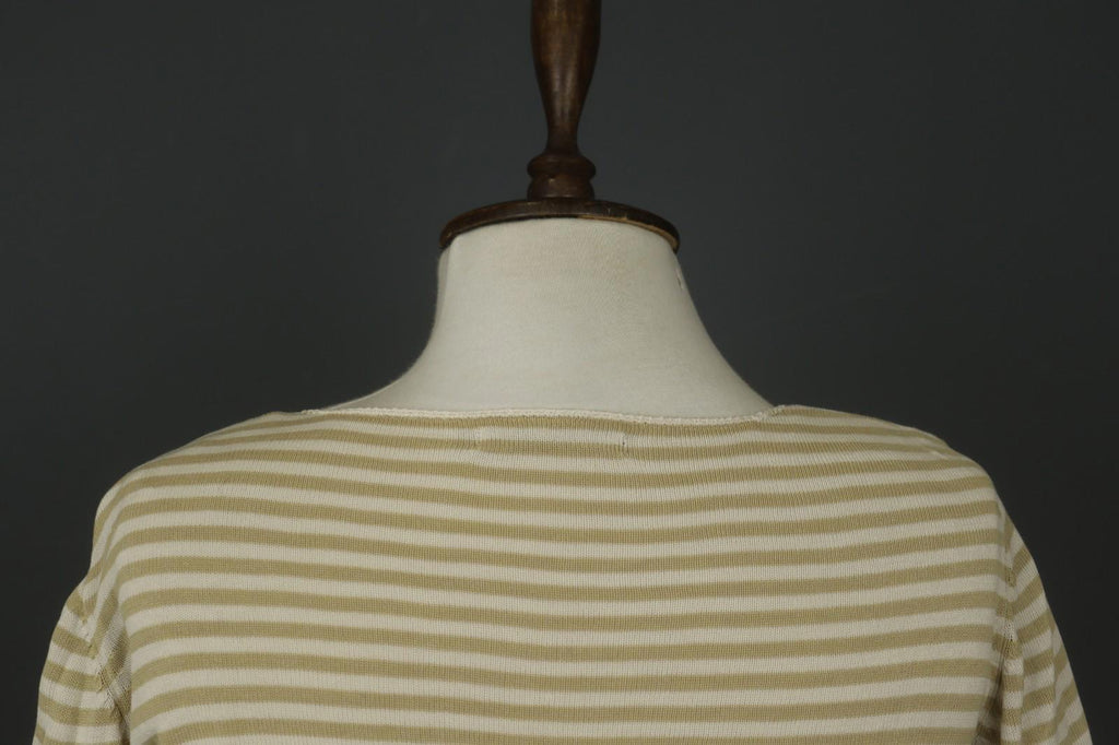 GUDRUN SJÖDEN Ivory Beige Striped Silk Long Sleeve Pullover Knitted Top – Size M