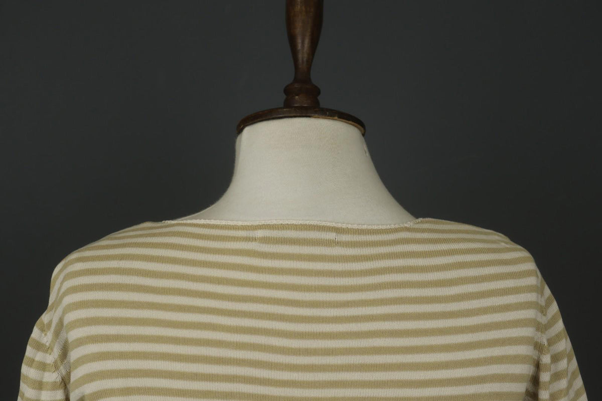 GUDRUN SJÖDEN Ivory Beige Striped Silk Long Sleeve Pullover Knitted Top – Size M