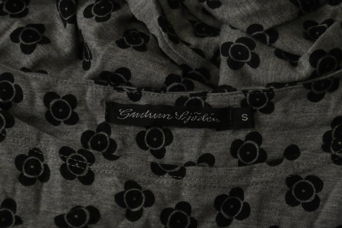 GUDRUN SJODEN Gray & Black Floral Modal Long Sleeve Crew Neck Blouse Top – Size S