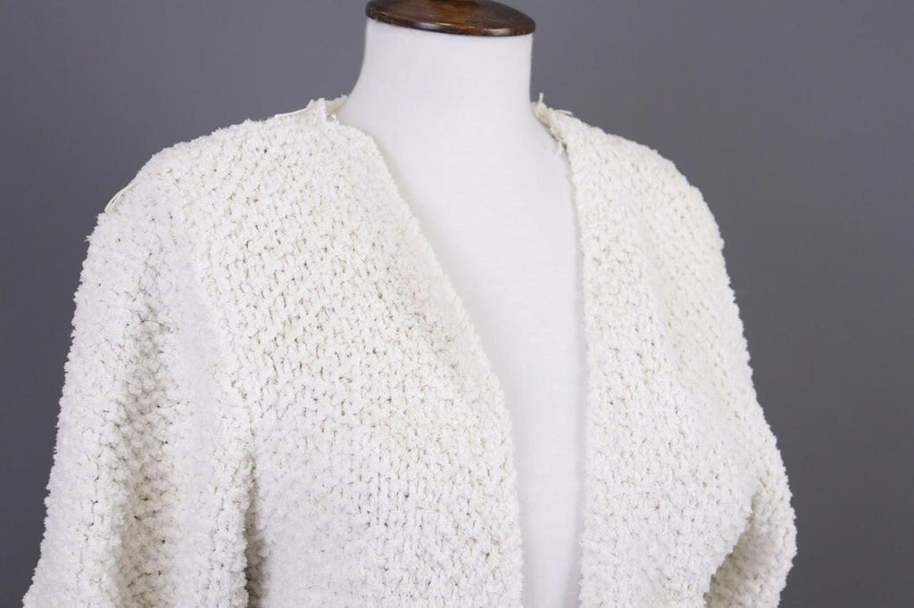 GANNI White Knit Open Front 3/4 Sleeve Cardigan Sweater – Size S