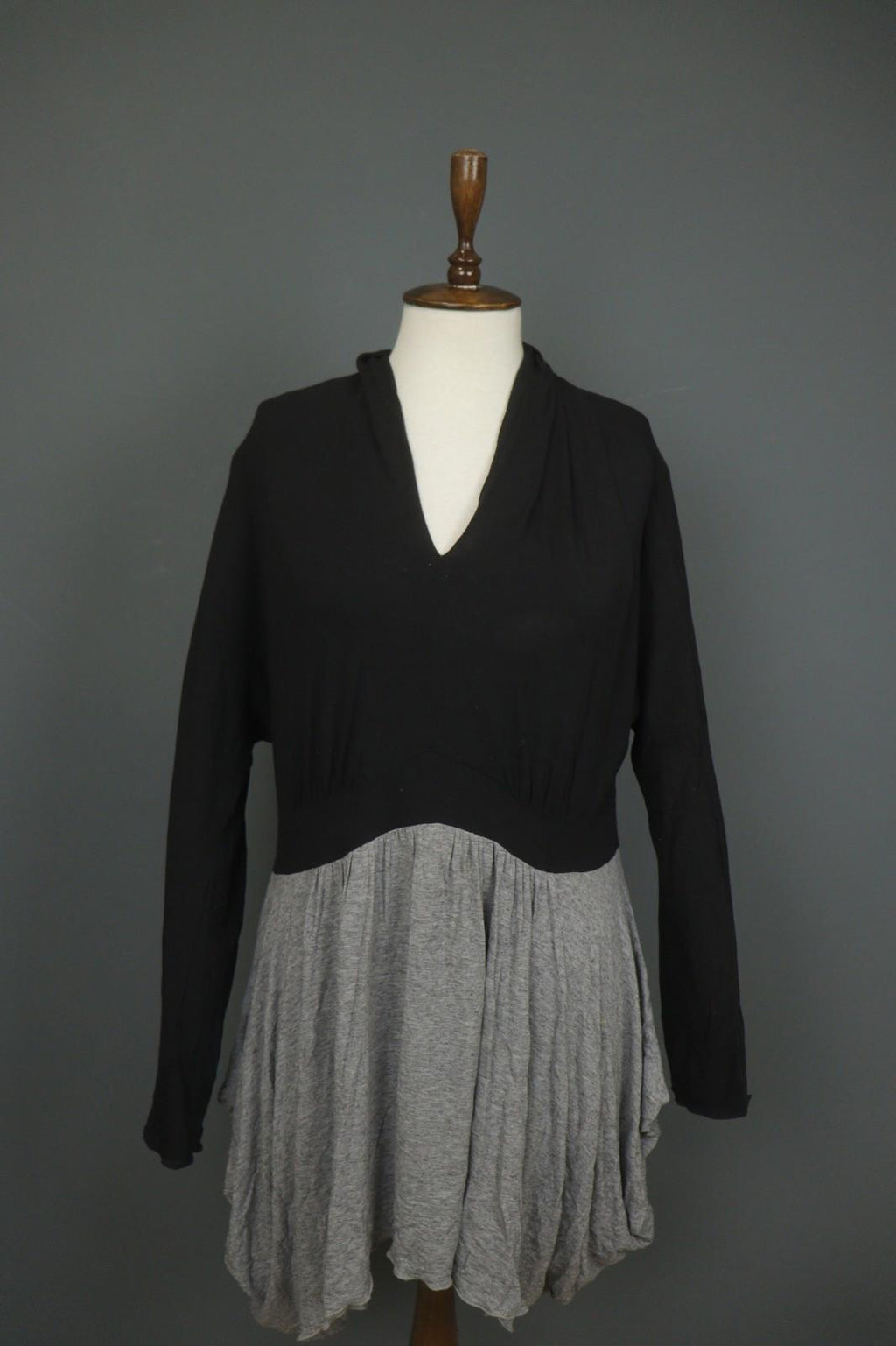 MARIMEKKO RITVA FALLA Black Gray Viscose Knitted Casual Long Sleeve Dress M/L