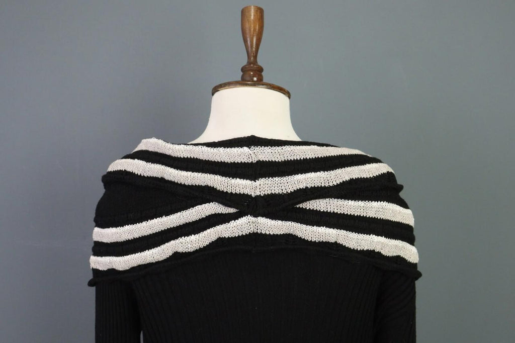 ELISA CAVALETTI Sono Italiano Black Knit A-Line Ultra Long Sleeve Dress