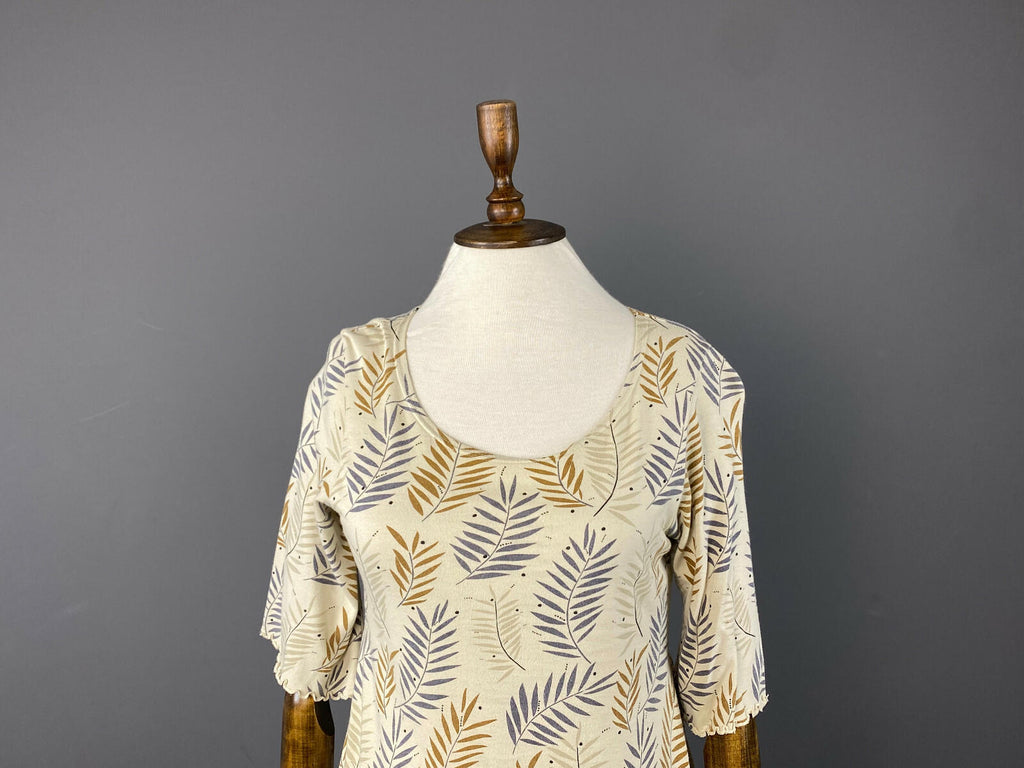 GUDRUN SJODEN Beige Bamboo Pullover 3/4 Sleeve Top Blouse Shirt – Size S