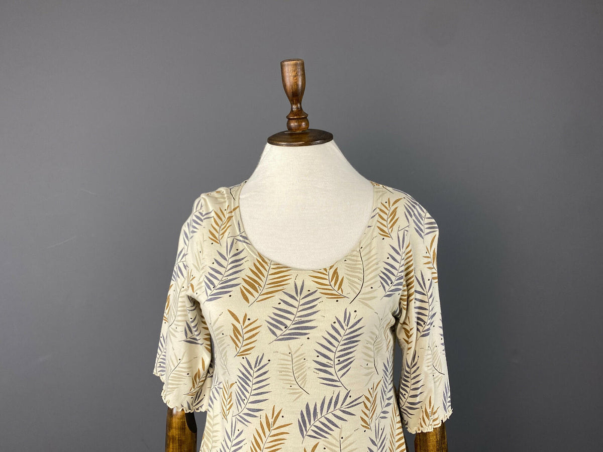 GUDRUN SJODEN Beige Bamboo Pullover 3/4 Sleeve Top Blouse Shirt – Size S