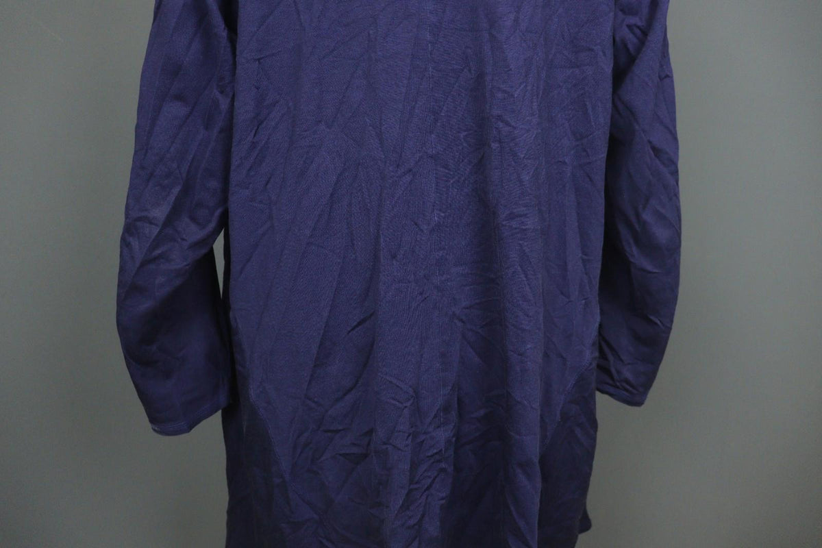 GUDRUN SJODEN Navy Cotton Long Sleeve Asymmetrical Hem Shift Dress – Size 2XL