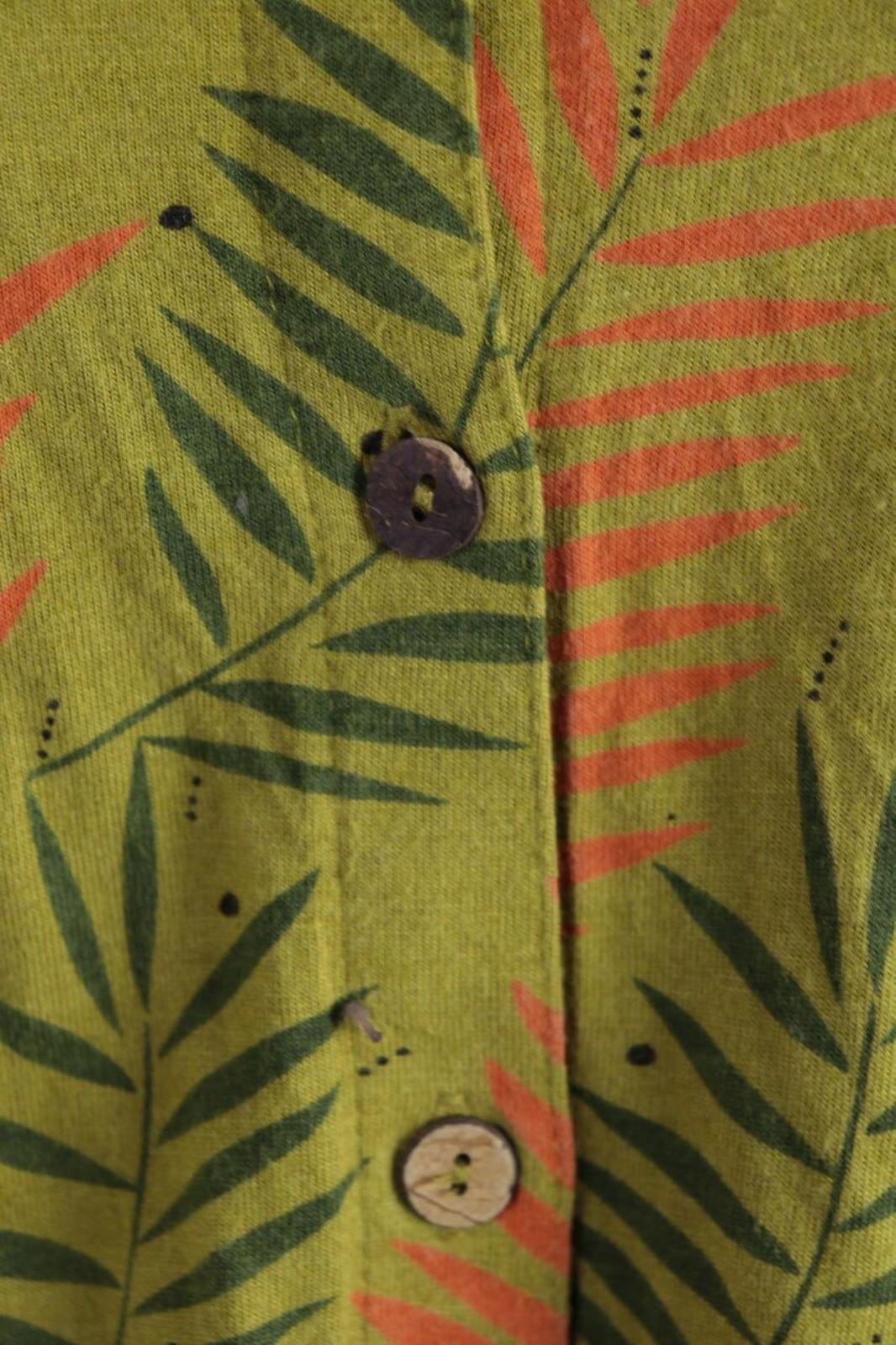 GUDRUN SJODEN Green Floral Button Down Lagenlook Sleeveless Blouson Dress – Size L