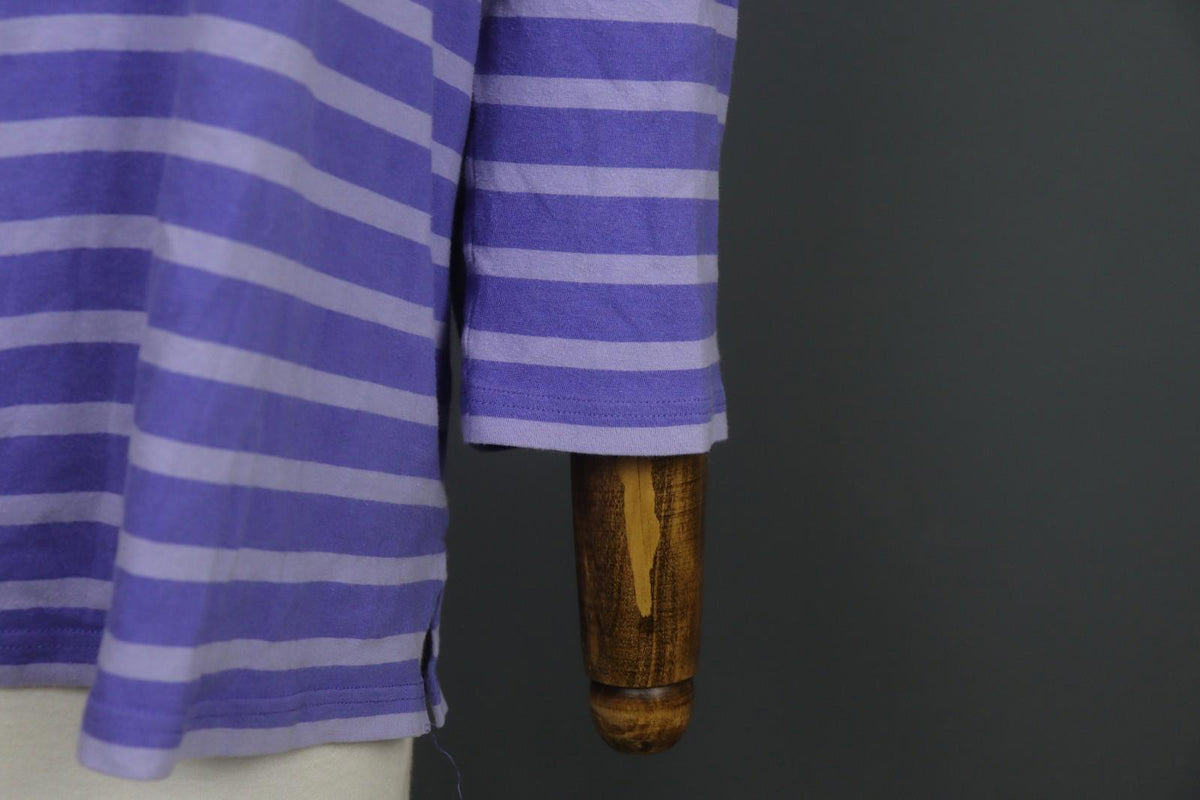 GUDRUN SJODEN Multi Stripe Cotton Long Sleeve Round Neck Pullover Tunic Top Sz L
