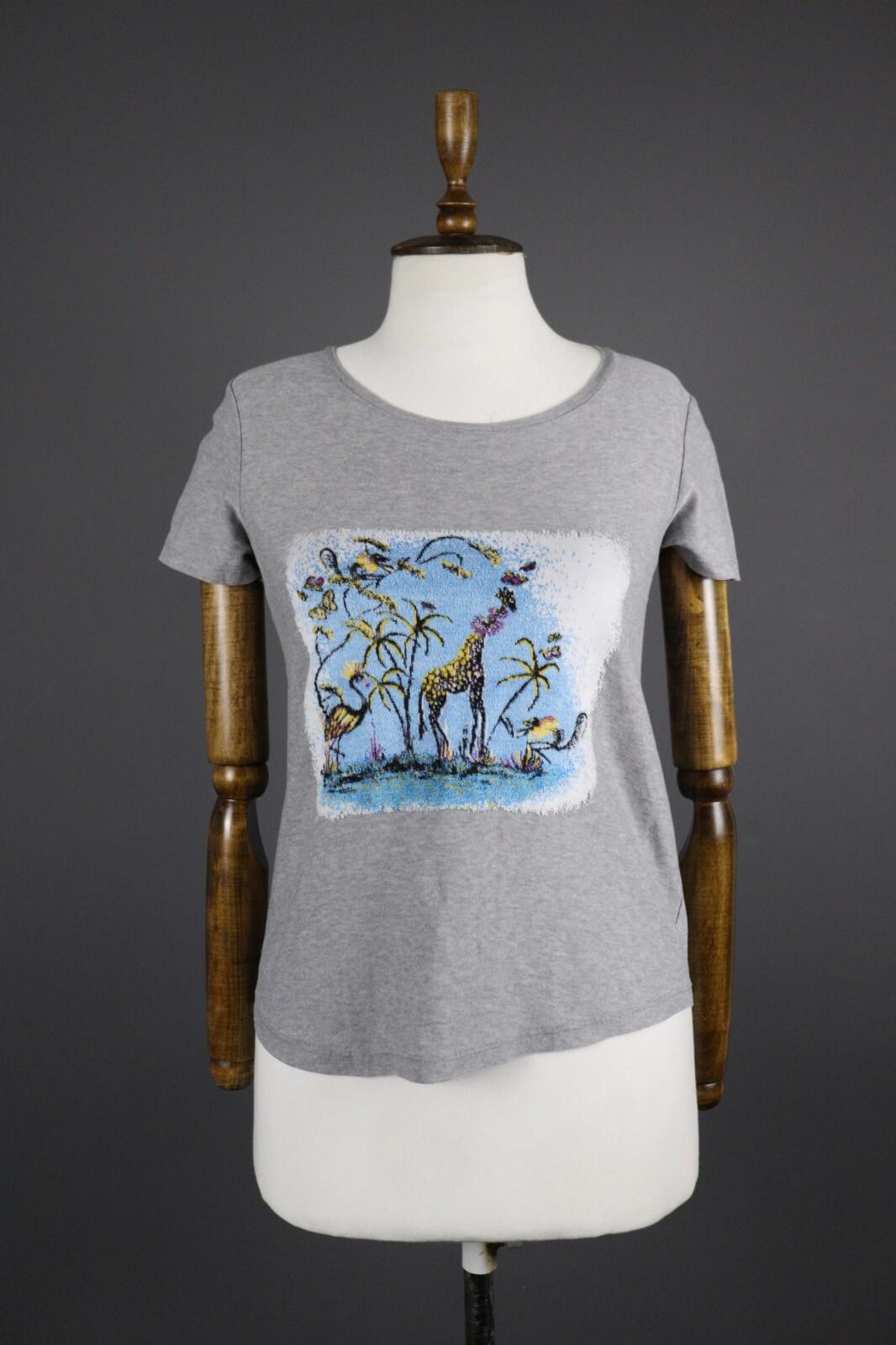 ETRO MILANO Gray Printed Cotton Short Sleeve Top T-Shirt – Size 40