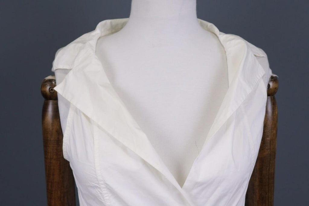 ANNETTE GORTZ Summer White Sleeveless Bodycon Wrape Midi Dress – Size 34