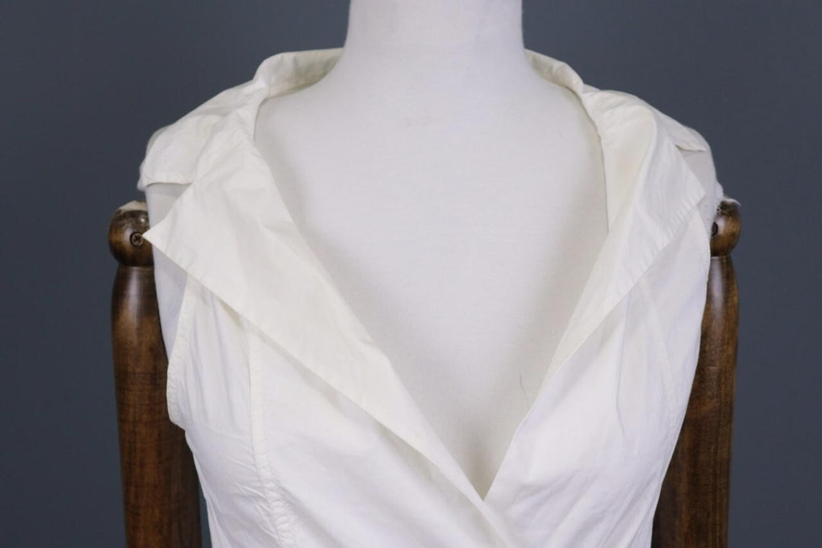 ANNETTE GORTZ Summer White Sleeveless Bodycon Wrape Midi Dress – Size 34