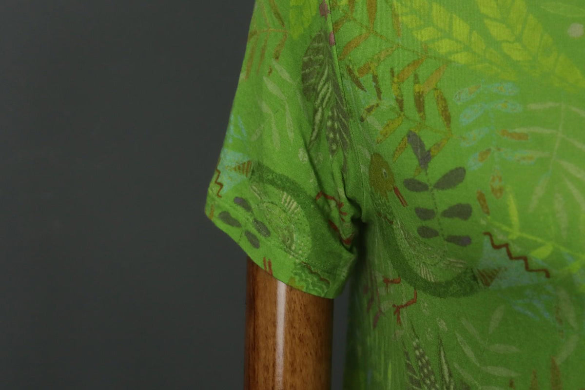 GUDRUN SJODEN Green Geometric Long Sleeve Round Neck Pullover Blouse Top – Size S