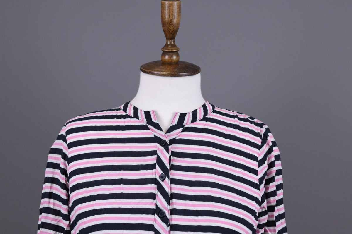 Emily Van Den Bergh Multicolor Striped Long Sleeve Henley Blouse Shirt Sz 38 / M