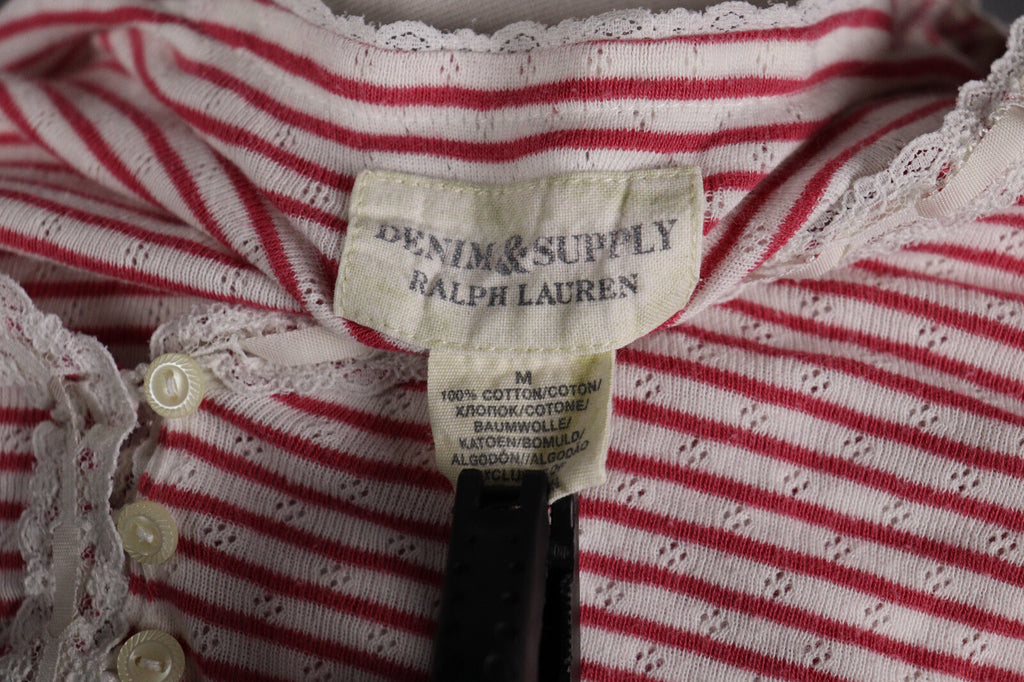 Denim & Supply Ralph Pink Lauren Stripe Long Sleeve Blouse Top Shirt – Size M