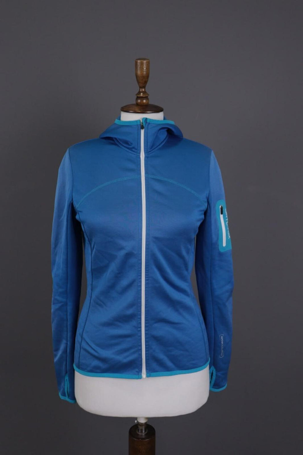ORTOVOX Merino Wool Blue Full Zip Hooded Fleece Hiking Track Jacket – Size S