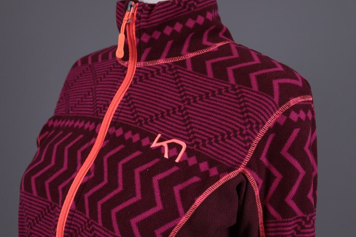 Kari Traa Purple Geometric Striped Full Zip Fleece Jacket – Size L