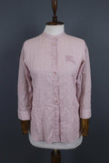 BURBERRY BRIT Pink Lightweight 3/4 Sleeve Stretch Button Down Shirt – Size XS