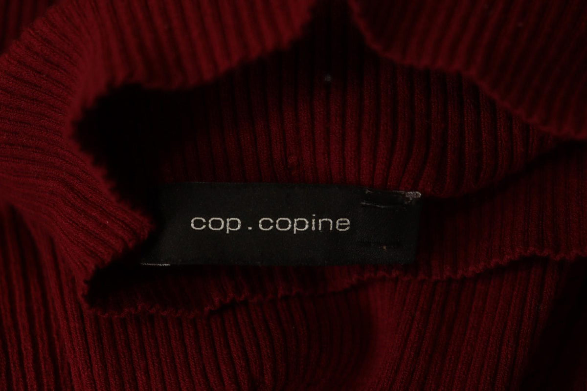 COP.COPINE Red Viscose Knitted Raglan Sleeve Mock Neck Pullover Sweater – Size M