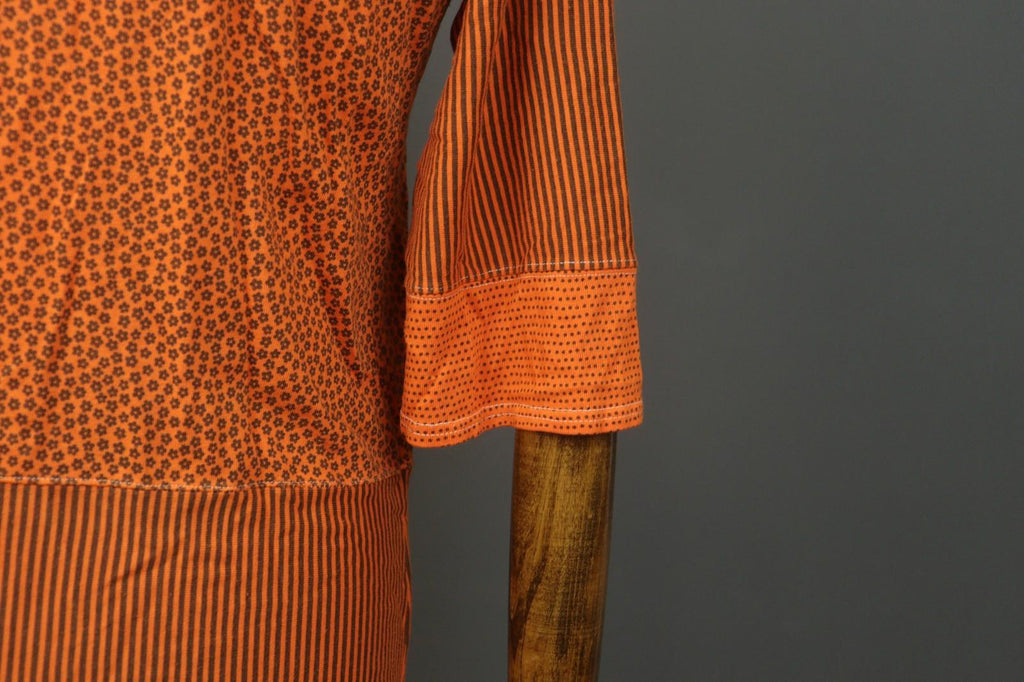GUDRUN SJÖDEN Orange Printed Modal 3/4 Sleeve Round Neck Sheath Dress – Size S
