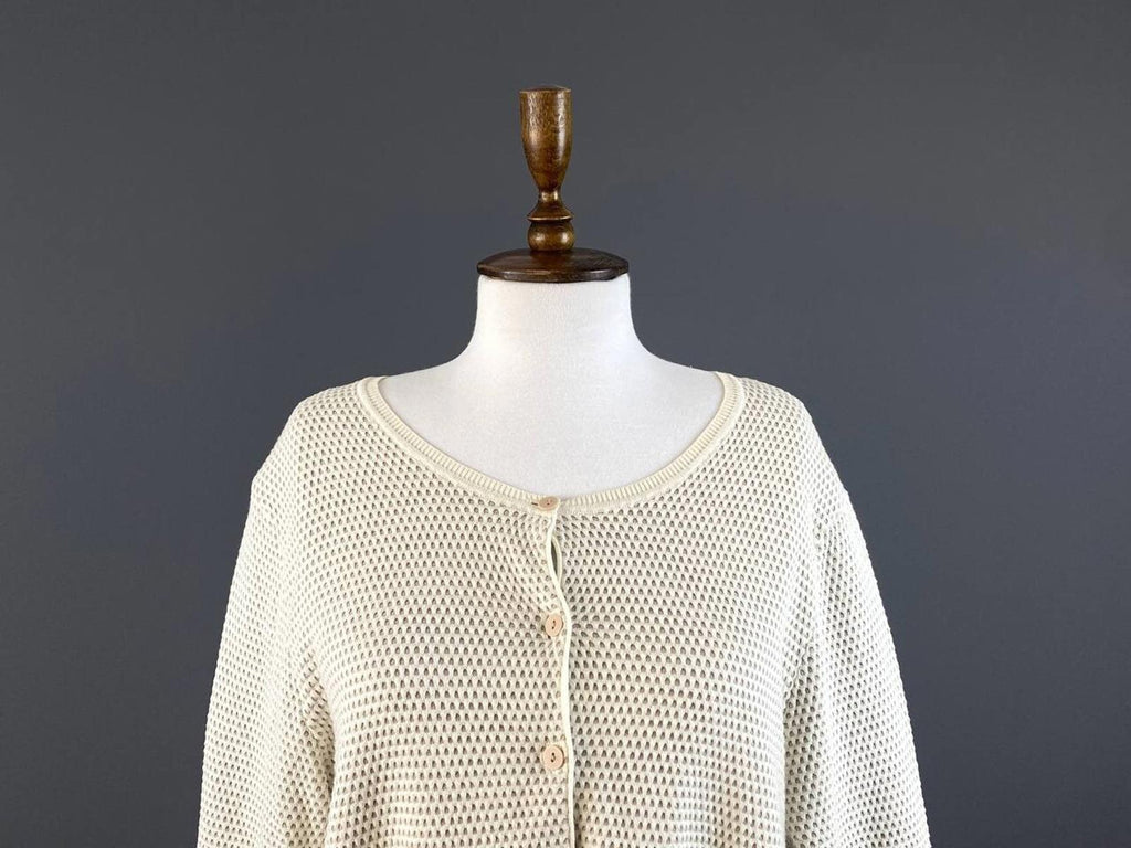 GUDRUN SJODEN Ivory Textured Knit Cardigan Sweater – Size L