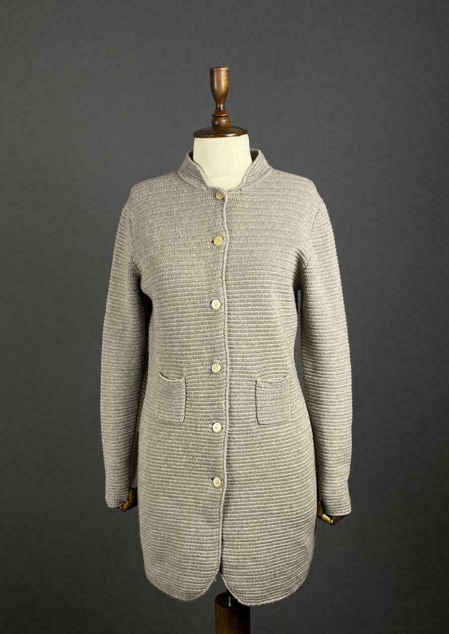 Hemisphere Grey Knit Button Up Long Sleeve Cardigan Dress – Women's 40