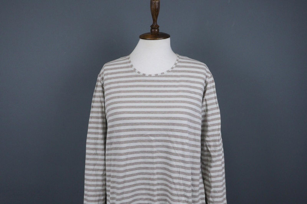 GUDRUN SJODEN Gray White Long Sleeve Stretch Blouse Top – Size L