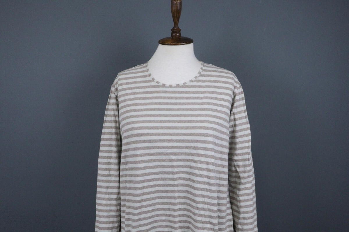 GUDRUN SJODEN Gray White Long Sleeve Stretch Blouse Top – Size L