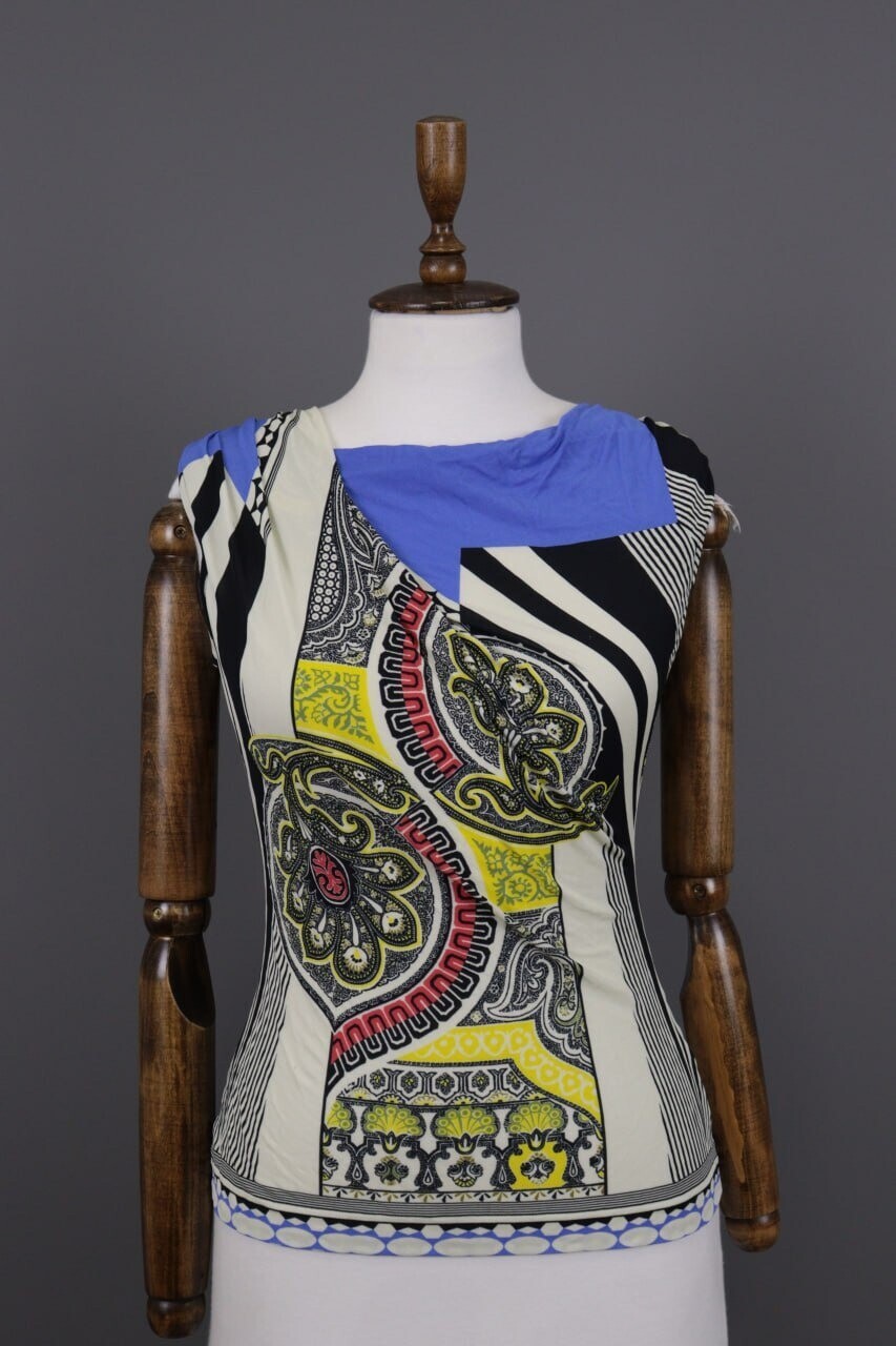 Etro Milano Multicolour Floral Paisley Sleeveless Blouse Top Shirt – Size 40