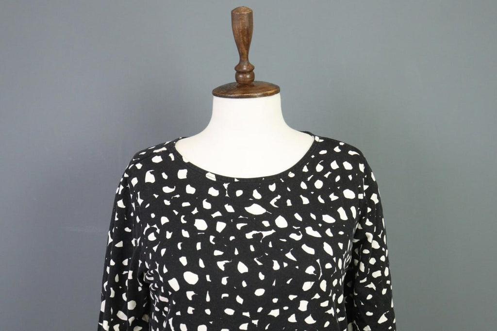 MARIMEKKO Black Printed A-Line Relaxed 3/4 Sleeve Tunic Dress – Size S